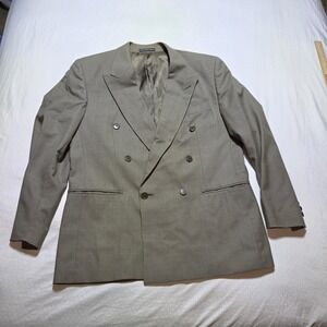 VTG Franco Tassi Blazer Mens 44R Charcoal Double Breasted 100% Wool Canada Made